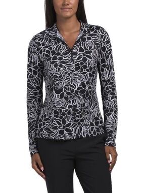 TOMMY BAHAMA UPF50 Mock Neck Quarter Zip Jacket Shirt, Mesh sleeves Size Large
